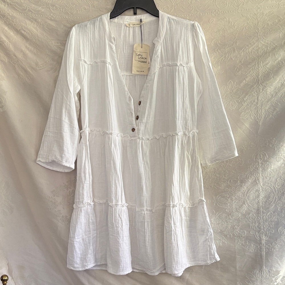 White Button-Down Women's Dress